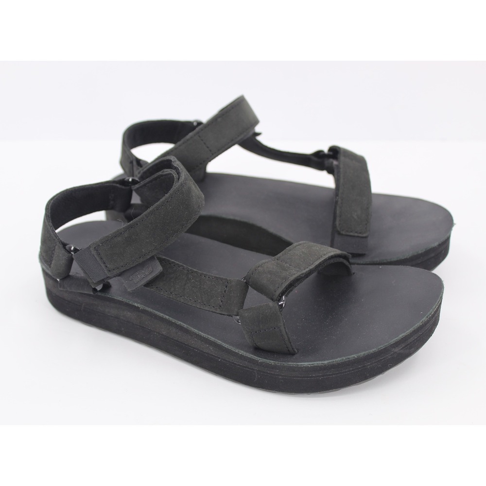 Teva Midform Universal Leather Sandals Black Nubuck Platform Womens 7 1102435